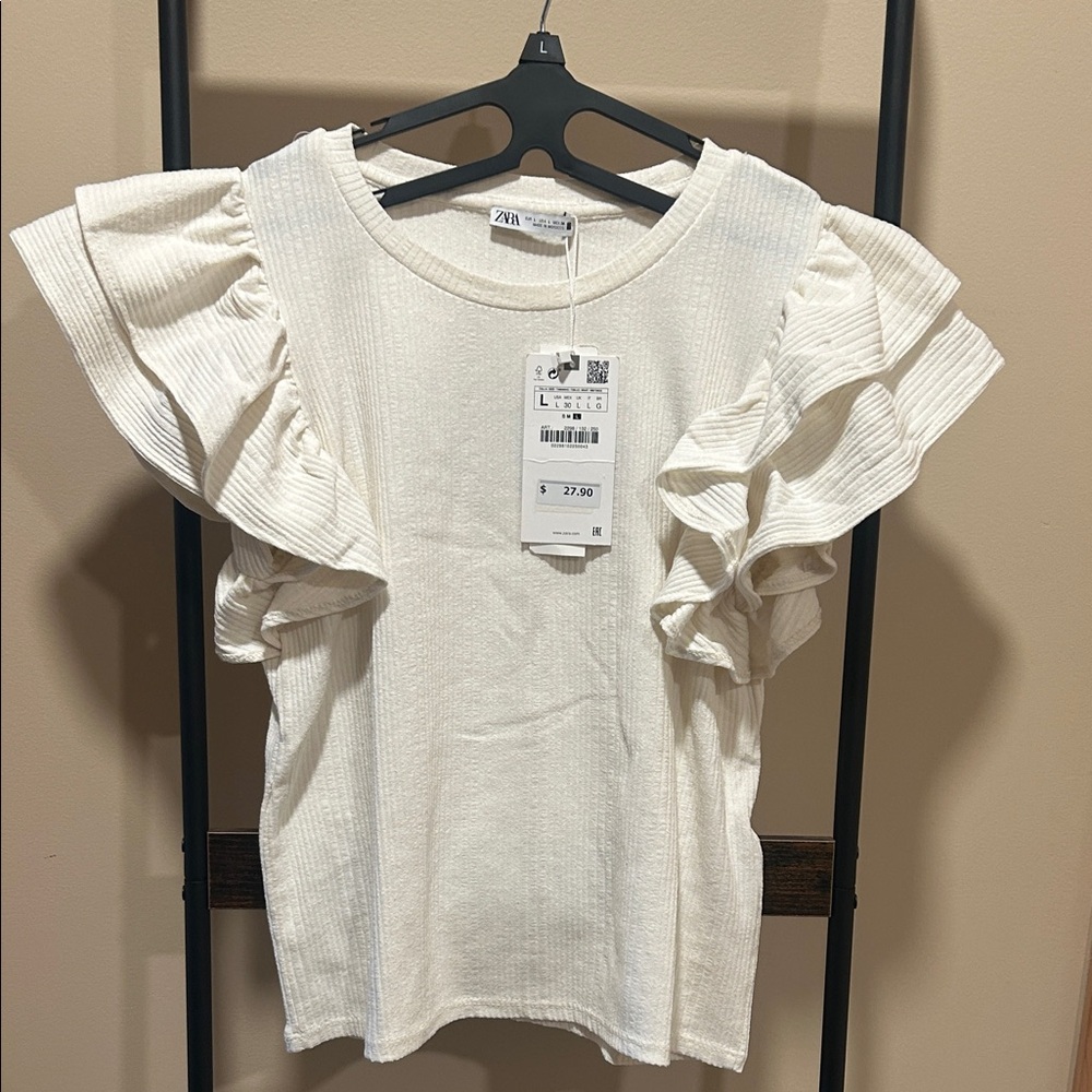 ZARA Ruffle Sleeve Top
